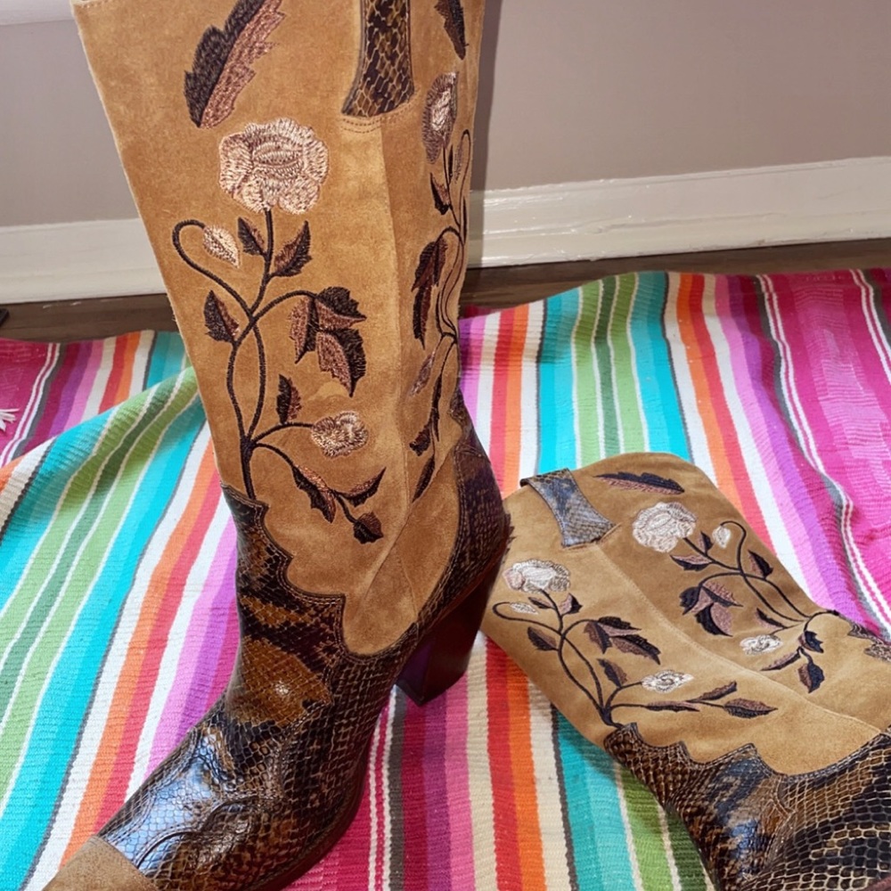 Antonio Melani “Justine” Leather Snakeskin Boots